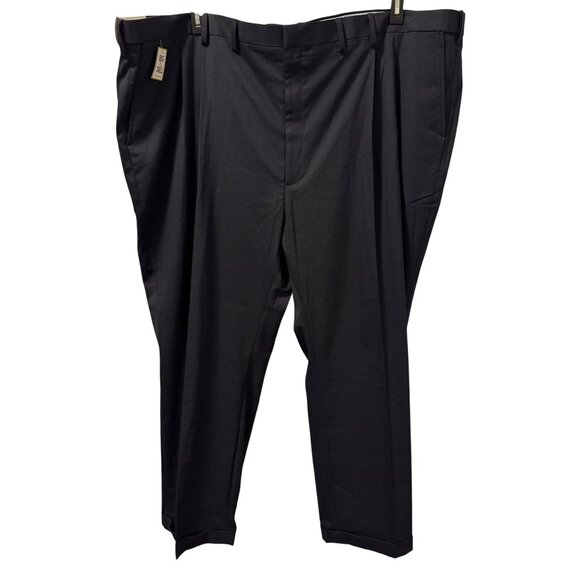 J.M. Haggar Big/Tall Pleated  Fit Dress Pants Dark Navy Hidden Expandable Waistb - Picture 2 of 11